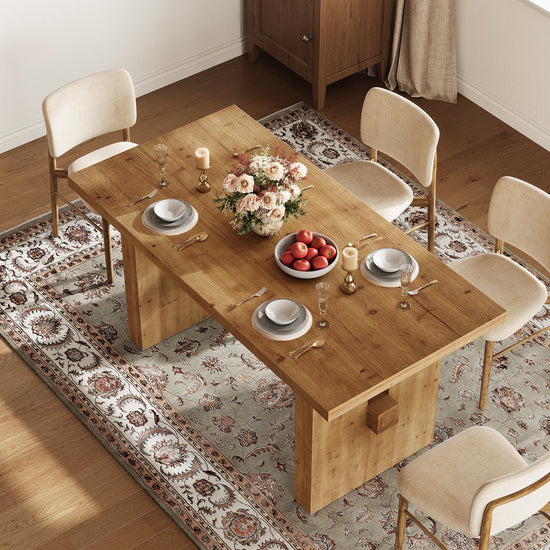 Solid Wood Kitchen Table, 63" Farmhouse Dining Table Dinner Table for 6