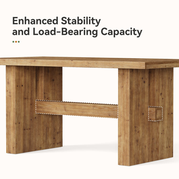 Solid Wood Kitchen Table, 63" Farmhouse Dining Table Dinner Table for 6