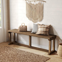 Solid Wood Shoe Bench, 59" Farmhouse Entryway Bench Bed Seat