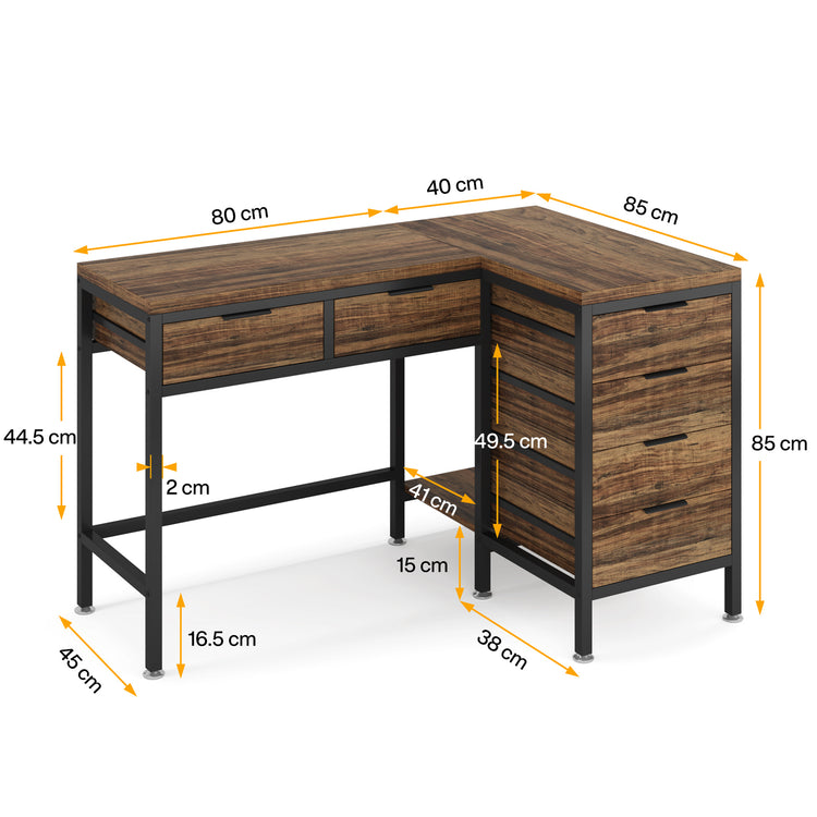 L-Shaped Desk with Drawers