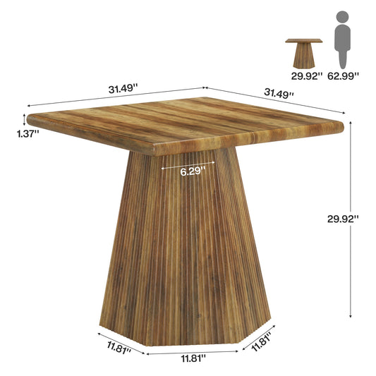 Square Dining Table for 4, 31.5" Kitchen Table with Sturdy Pedestal Base