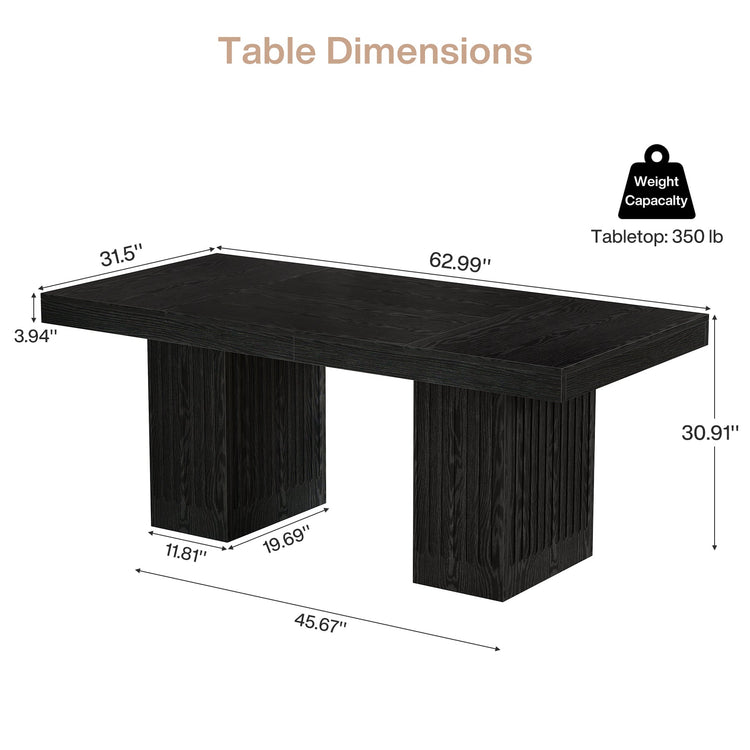 63" Executive Desk, Modern Office Computer Desk with Double Pedestal