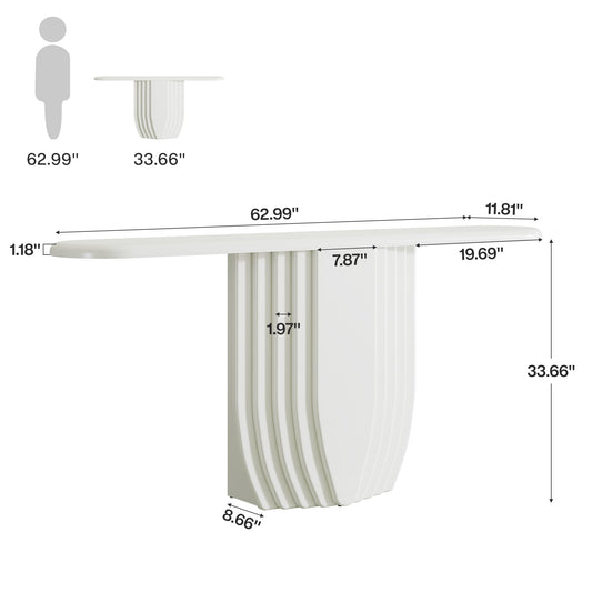 Modern Console Table, 63" Entryway Sofa Table with Geometric Base