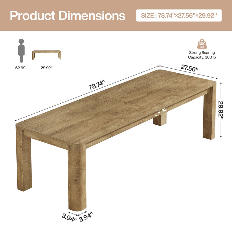 6.56 FT Conference Table for 6-8 People, 78.74" Executive Desk with Sturdy Legs