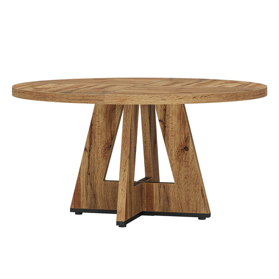 Round Dining Table for 4, 47" Wooden Kitchen Table Farmhouse Dinner Table Tribesigns