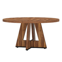 Round Dining Table for 4, 47" Wooden Kitchen Table Farmhouse Dinner Table Tribesigns