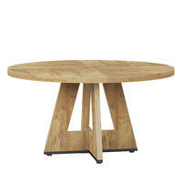 Round Dining Table for 4, 47" Wooden Kitchen Table Farmhouse Dinner Table Tribesigns