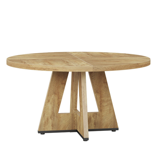 Round Dining Table for 4, 47" Wooden Kitchen Table Farmhouse Dinner Table Tribesigns