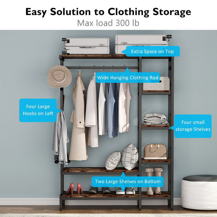 Freestanding Closet Organizer, Heavy Duty Clothes Shelf Tribesigns