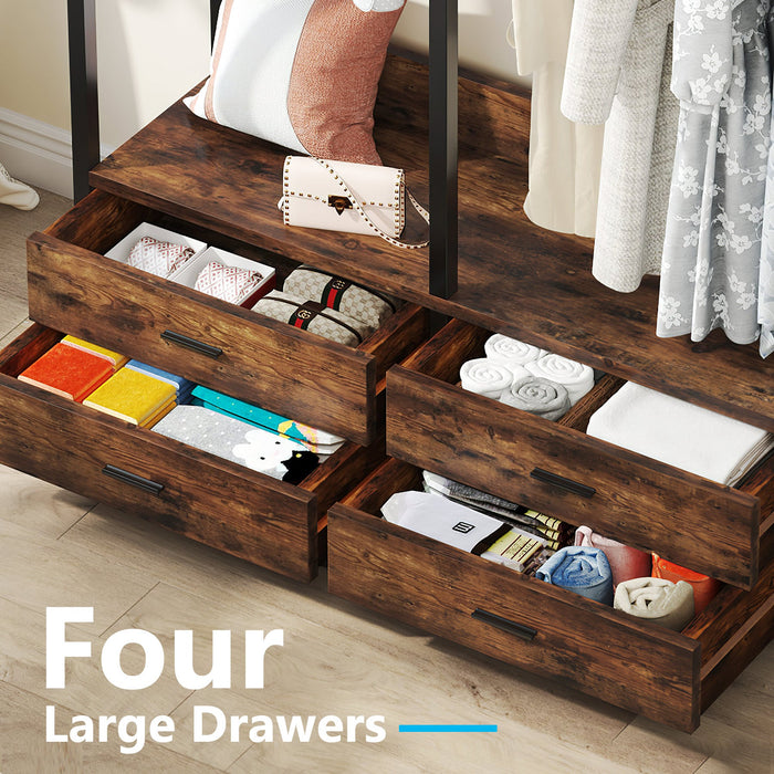 Freestanding Closet Organizer, Garment Rack with Drawers & Shelves Tribesigns