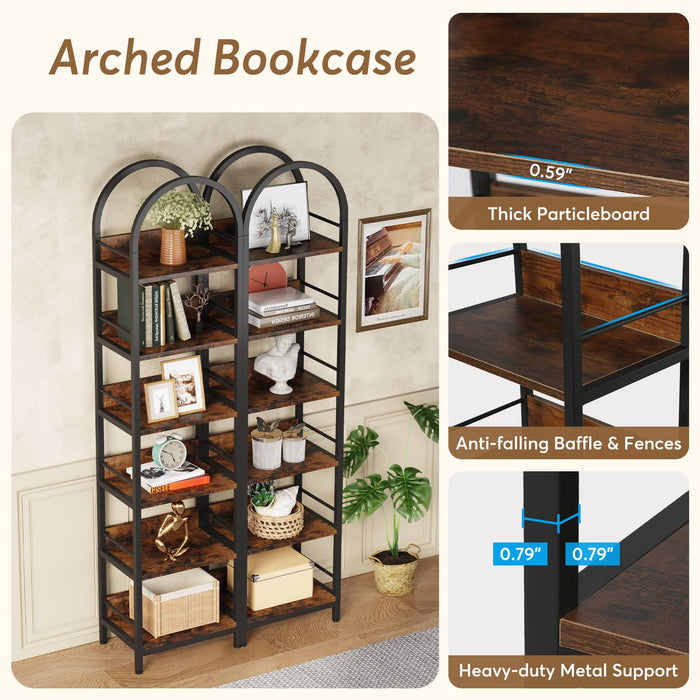 Tribesigns Bookshelf, 6-Tier Open Bookcase 78.7" Arched Display Shelf Tribesigns