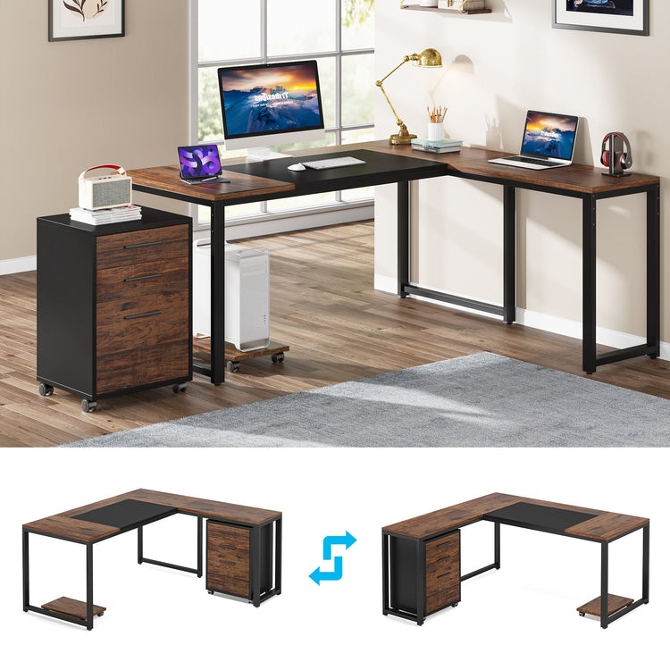 Tribesigns Tribesigns L-Shaped Desk, 63" Executive Computer Desk with Mobile File Cabinet