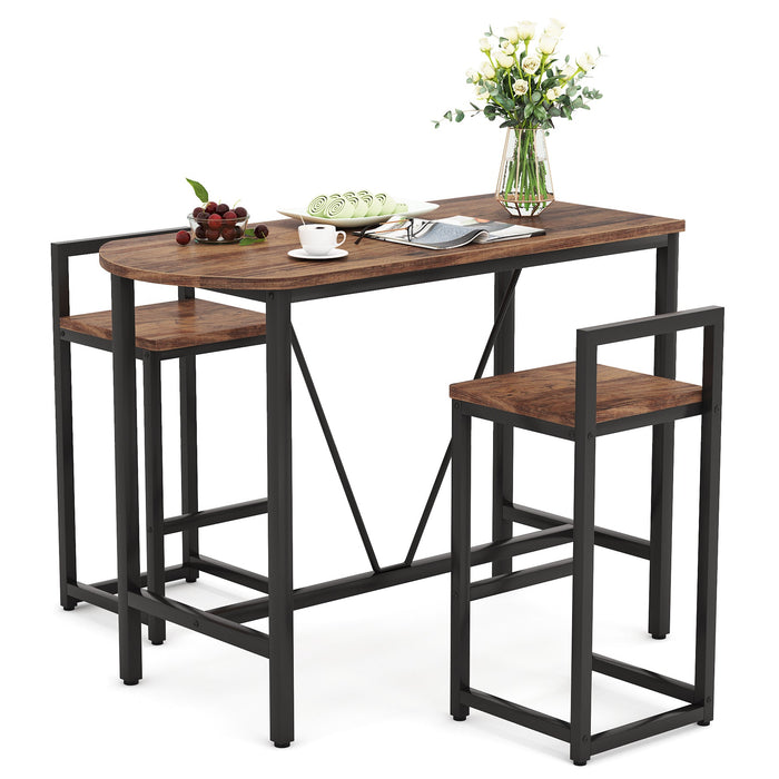 3-Piece Bar Table Set, Kitchen Pub Dining Table Tribesigns