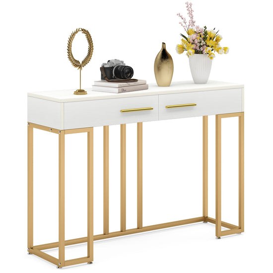 Console Table, Modern Sofa Couch Table with 2-Drawer Tribesigns