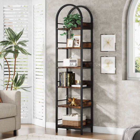 Tribesigns Bookshelf, 6-Tier Open Bookcase 78.7" Arched Display Shelf Tribesigns