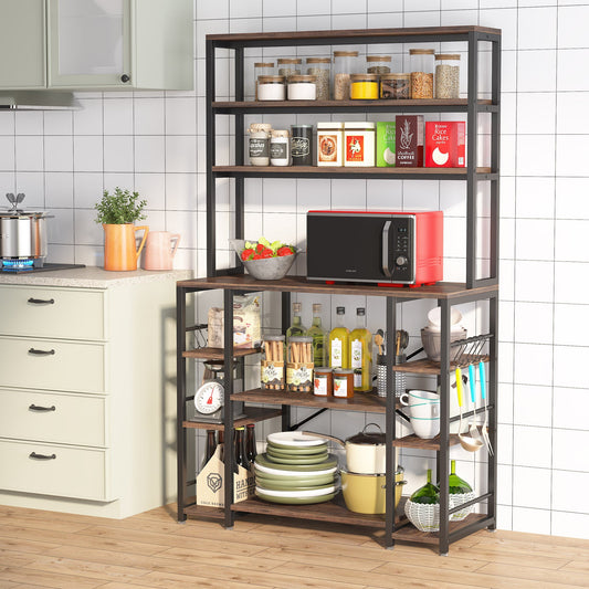 Kitchen Baker's Rack, 6-Tier Utility Kitchen Storage Shelf with Hutch Tribesigns