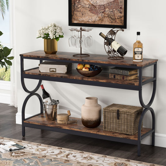 Console Table, 55" Sofa Table with 3-Tier Storage Shelves Tribesigns