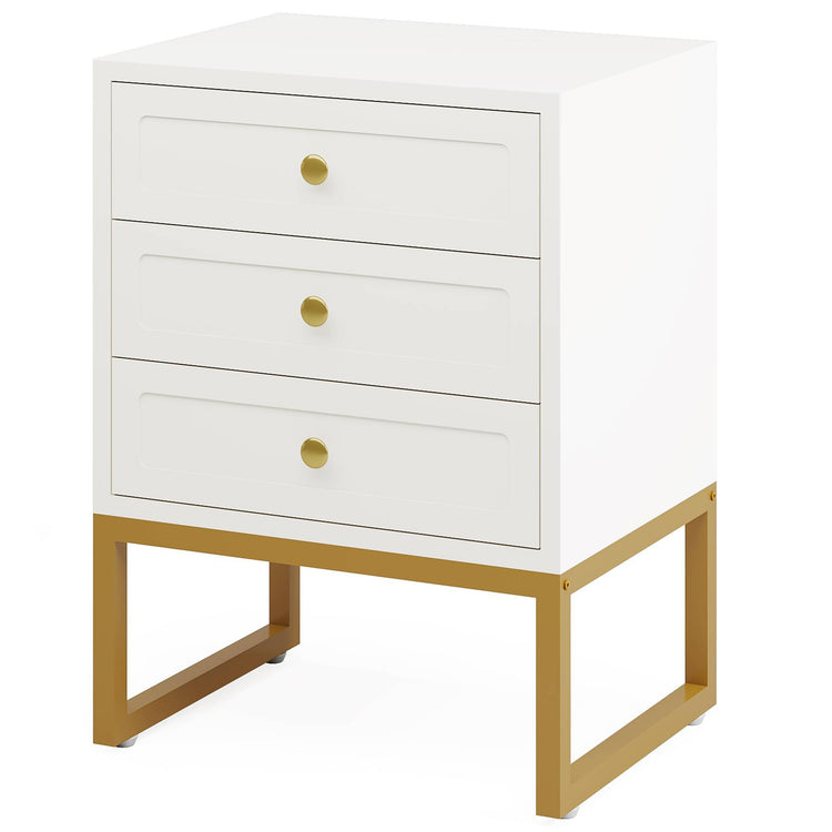 Nightstand, Modern Bedside End Table with 3 Drawers Tribesigns