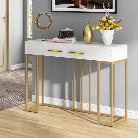 Console Table, Modern Sofa Couch Table with 2-Drawer Tribesigns