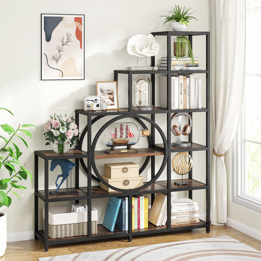 Tribesigns Bookshelf, 6 Tier Ladder Bookshelf 12 Cubes Stepped Etagere Bookcase Tribesigns