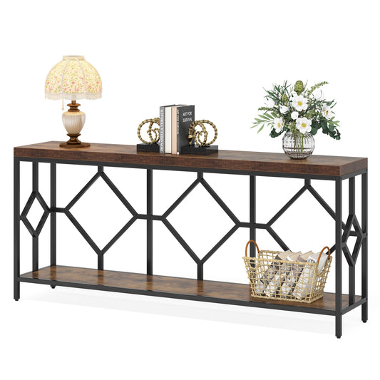 Console Table, 71" Extra Long Sofa Table with Open Storage Shelf Tribesigns