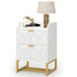Nightstand, White Side End Table, Bedside Table with Double Drawers Tribesigns