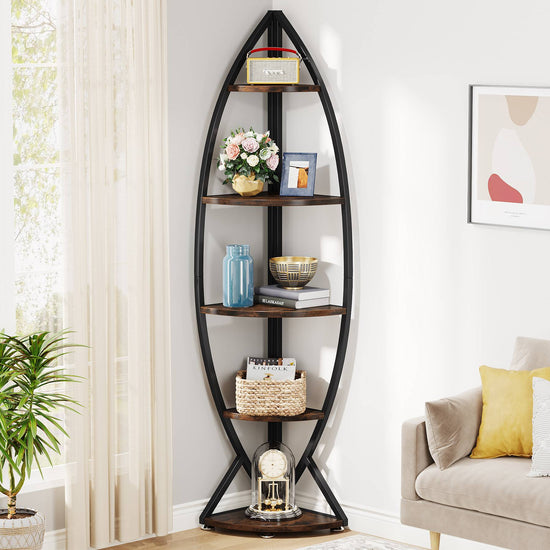 Tribesigns Corner Shelf, 69" Corner Bookshelf Storage Rack with 5-Tier Shelves Tribesigns