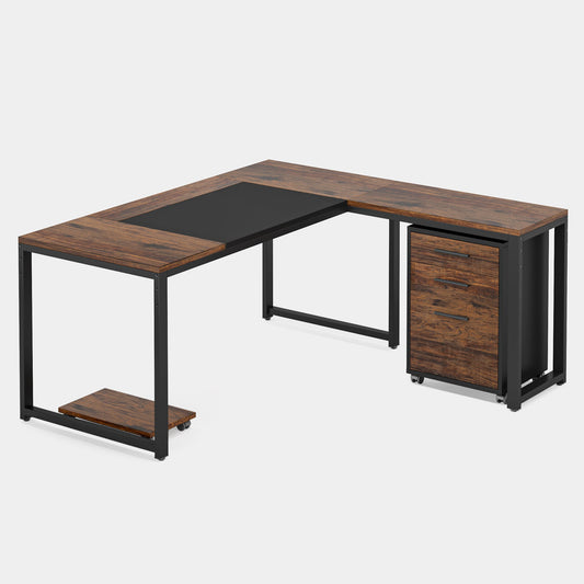 Tribesigns Tribesigns L-Shaped Desk, 63" Executive Computer Desk with Mobile File Cabinet