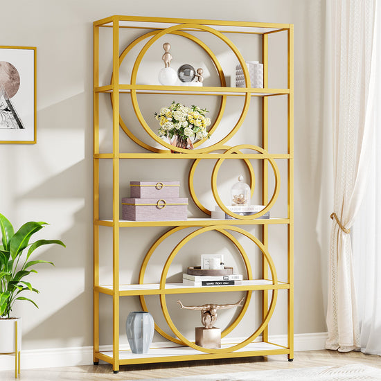 Tribesigns Bookshelf, 5-Tier Bookcase Display Rack with Chic Circular Design Tribesigns