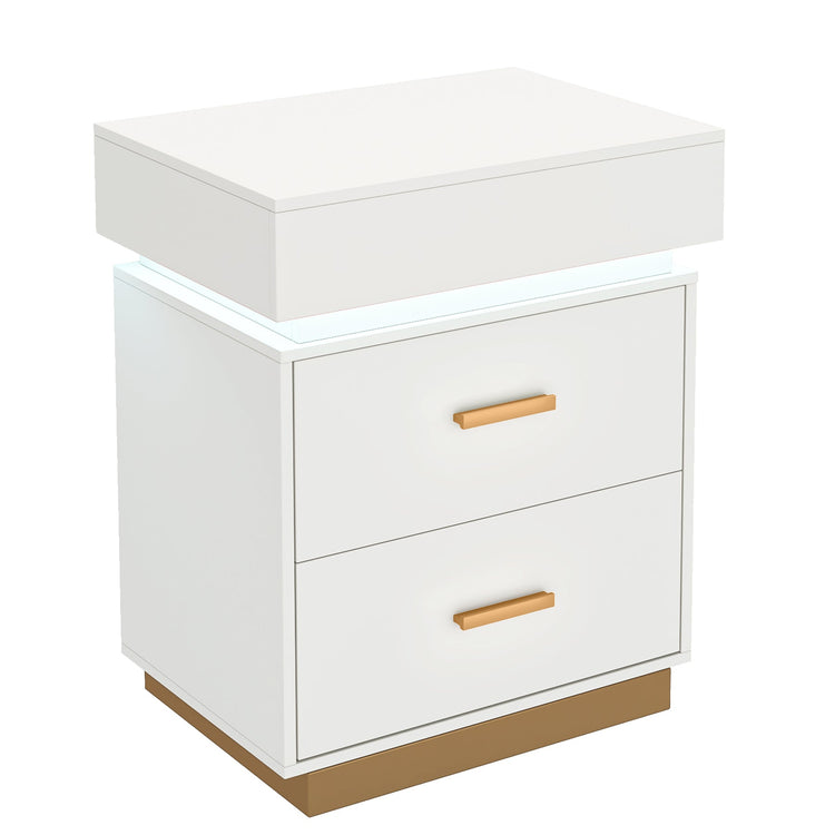 Tribesigns LED 3-Drawer Nightstand, Modern Bedside Table with Sliding Top