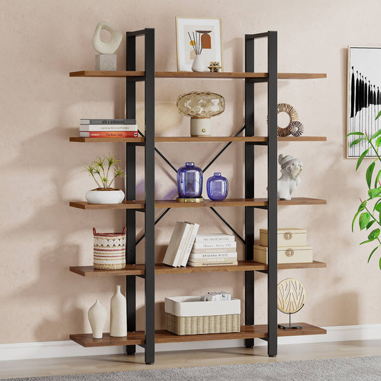 Tribesigns 5-Tier Bookshelf, Vintage Industrial Style Bookcase Tribesigns