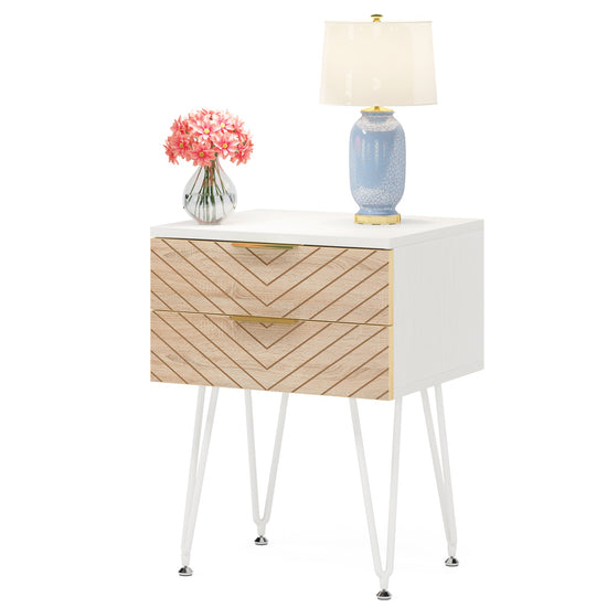 Nightstand, 26" Tall Bedside End Table with 2-Drawer Tribesigns