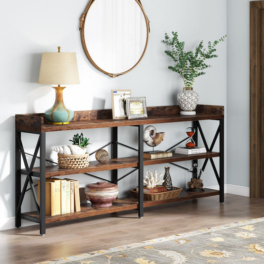 Console Table, 3 Tier Sofa Table Behind Couch with Storage Shelves Tribesigns