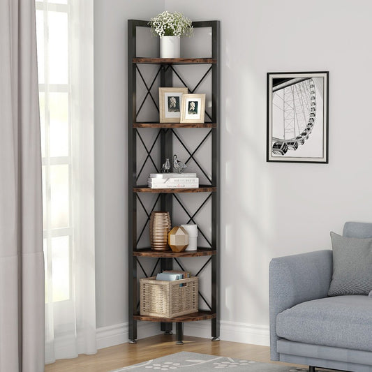 Tribesigns Corner Shelf, 5 Tier / 6Tier Corner Bookshelf Bookcase for Small Space Tribesigns