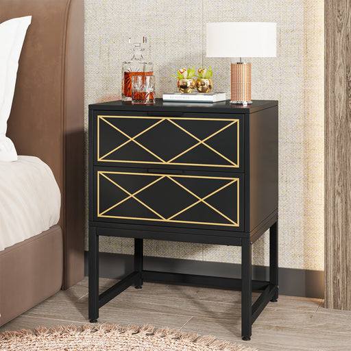 Nightstand, Modern Bedside Table Sofa End Table with 2 Drawers Tribesigns