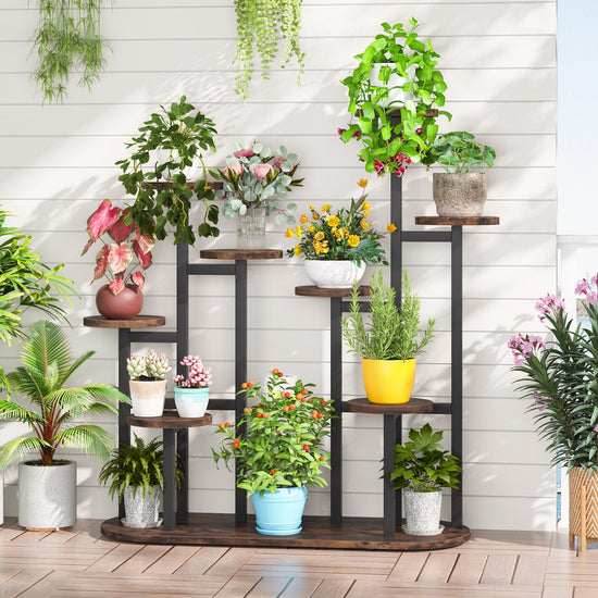 Plant Stand, Multi-Tiered 11 Potted Plant Shelf Flower Stands Tribesigns