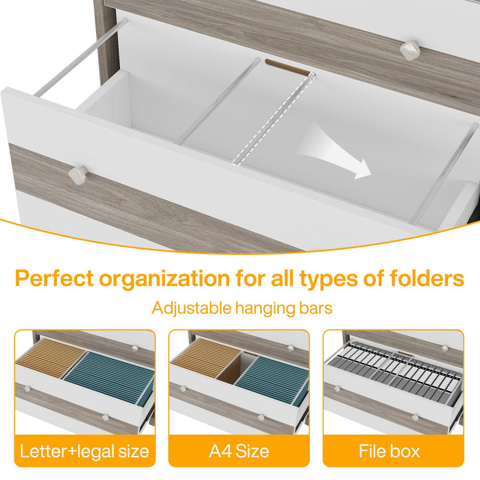 3-Drawer File Cabinet, Wood Filing Organization Storage Cabinet Tribesigns