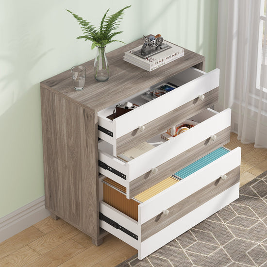 3-Drawer File Cabinet, Wood Filing Organization Storage Cabinet Tribesigns