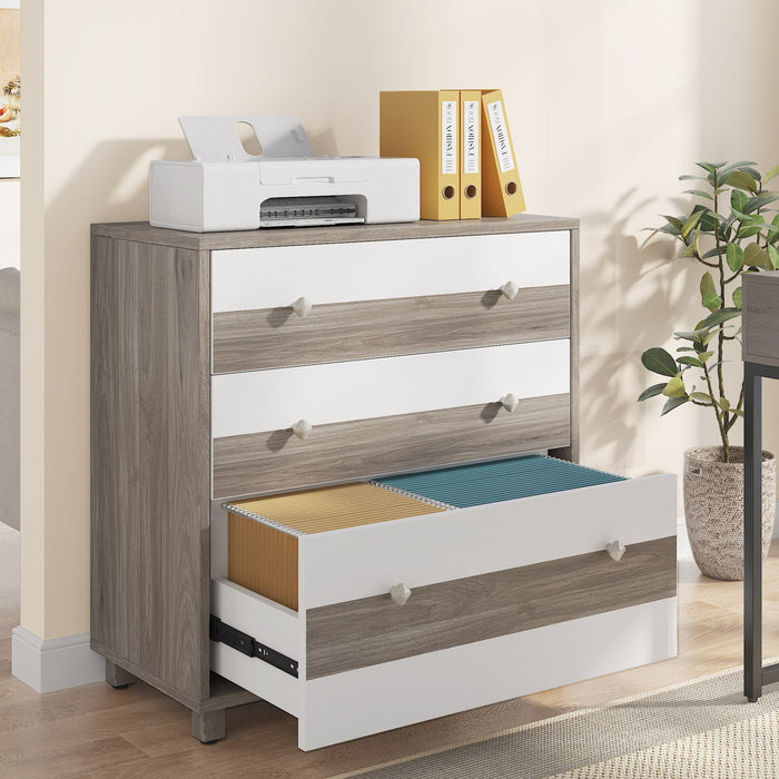 3-Drawer File Cabinet, Wood Filing Organization Storage Cabinet Tribesigns