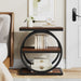 3-Tier End Table, Industrial Sofa Side Table with Round Metal Frame Tribesigns