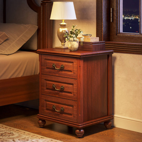 Nightstand, Traditional Bedside Table End Table with 3 Drawers Tribesigns