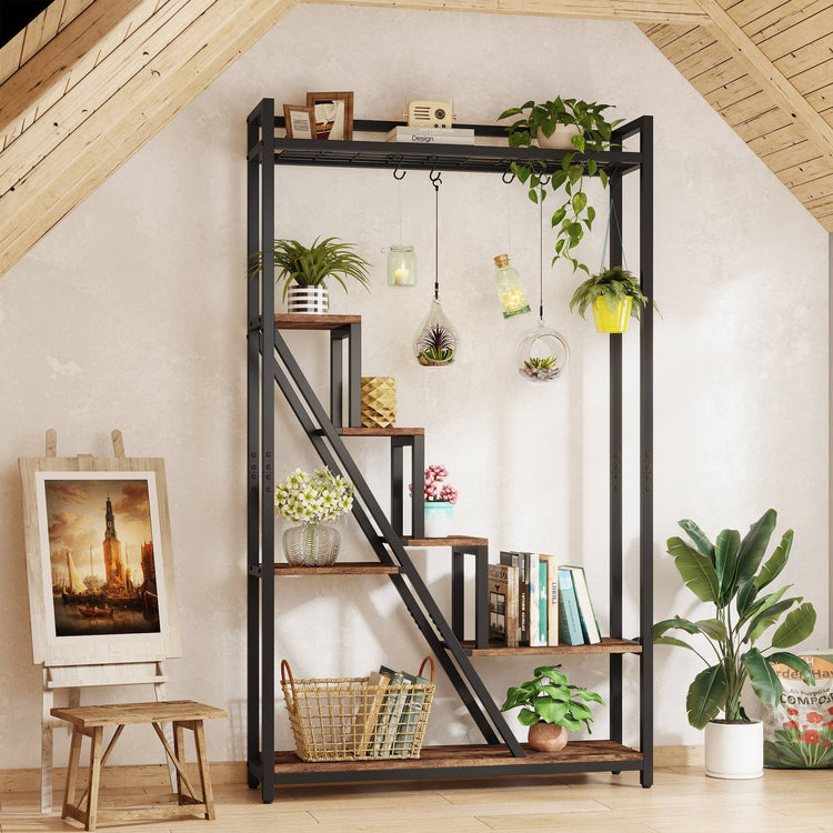 7-Tier Plant Stand, 70.9" Tall Flower Plant Shelf with 5 S-Hooks Tribesigns