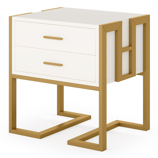 Nightstand, 21" Wide Bedside End Table with 2-Drawer Tribesigns