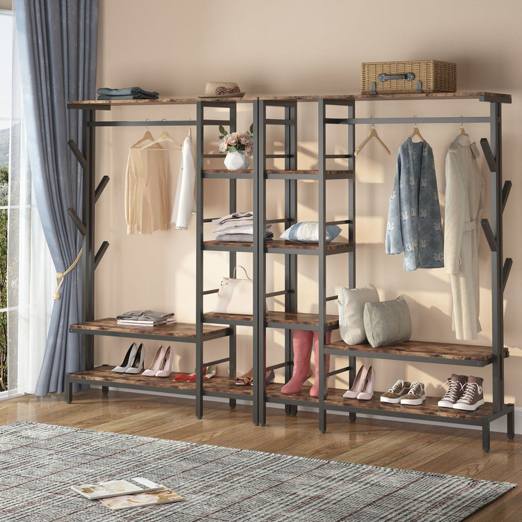 Freestanding Closet Organizer, Garment Rack with 4-Tier Shelves Tribesigns