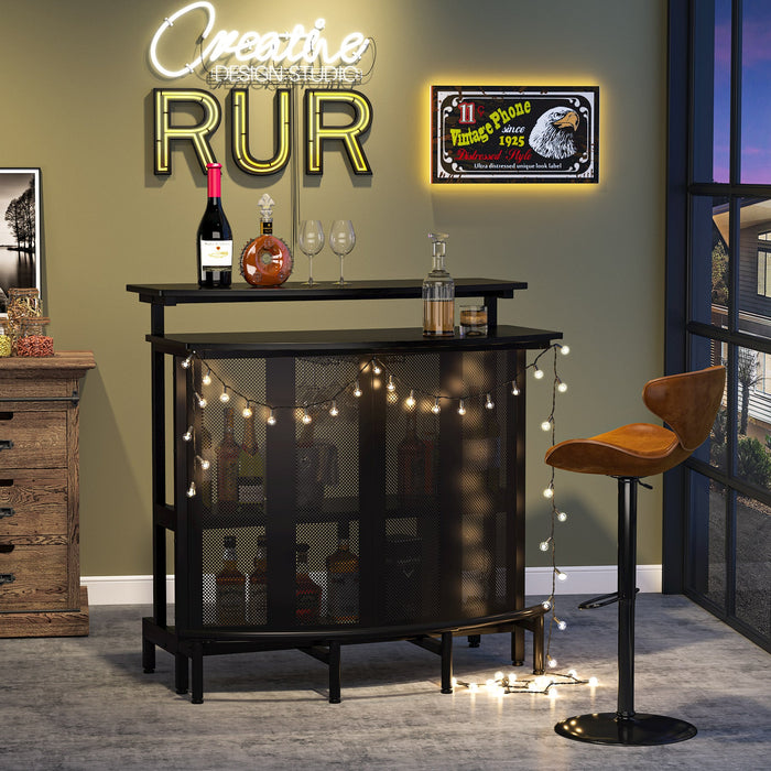 Home Bar Unit, 4 Tier Liquor Bar Table with Storage and Footrest Tribesigns