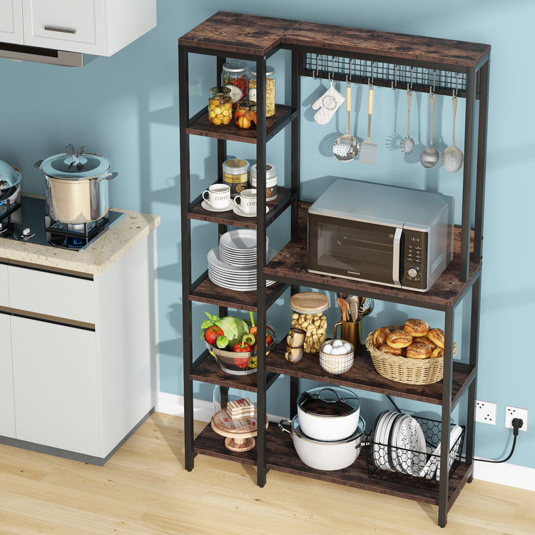 8-Tier Kitchen Baker's Rack with Power Outlets, Microwave Oven Stand Tribesigns