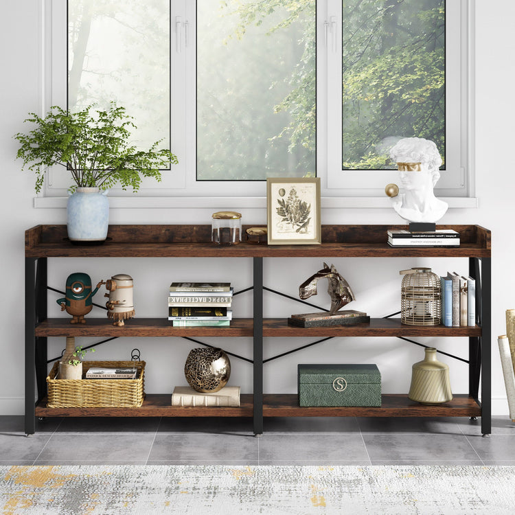 Console Table, 3 Tier Sofa Table Behind Couch with Storage Shelves Tribesigns