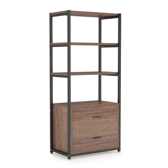 4-Tier Bookshelf Etagere Display Bookcase with 2 Drawers Tribesigns
