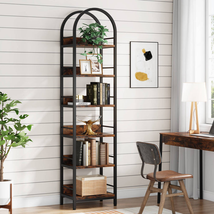Tribesigns Bookshelf, 6-Tier Open Bookcase 78.7" Arched Display Shelf Tribesigns