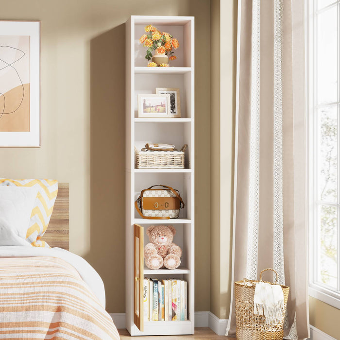 Tribesigns Bookcase, 79" Narrow Bookshelf 6 Tier Cube Organizer with Door Tribesigns